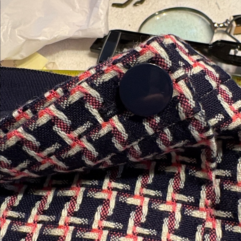 LOFT Tweed Wrap Skirt in Navy and Pink 8P - Picture 6 of 7